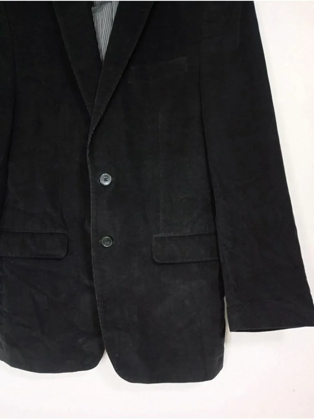 Calvin Klein Black Corduroy Blazer 36R Notch Lapel Fully Lined 100% Cotton Mens